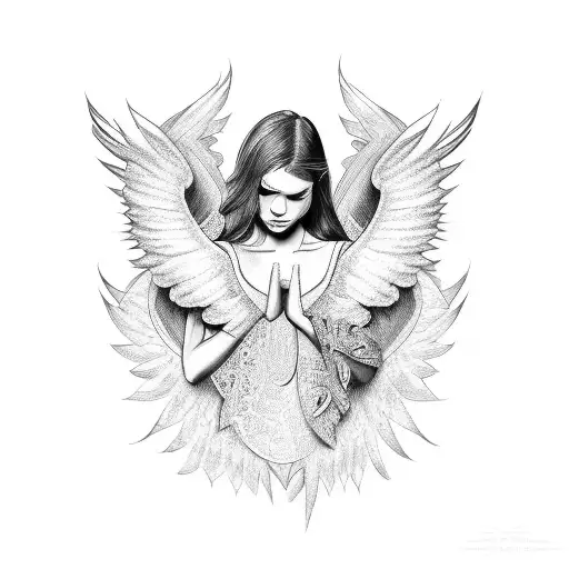 make angel tattoo with wings tattoo design idea