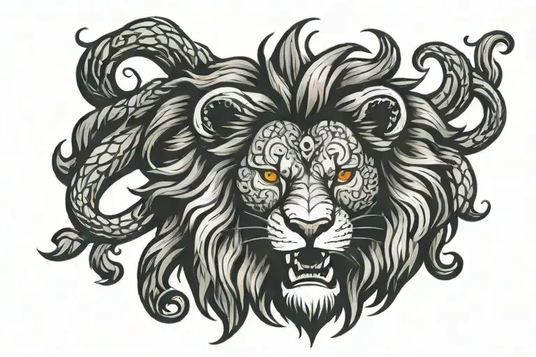 Scottish lion head tattoo design idea