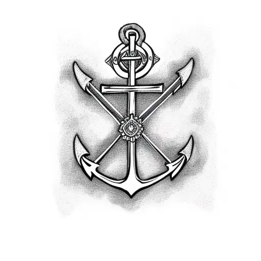 anchor cross and a purple iris tattoo design idea