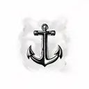 anchor cross with a purple iris beside it tattoo design idea