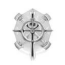 anchor cross with a purple iris beside it tattoo design idea