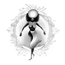 African goddess emerging from the water with sunflowers floating around her tattoo design idea