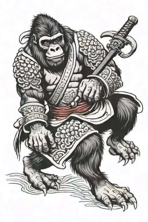 gorilla samurai warrior tattoo design idea