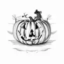 sad jack o'lantern tattoo design idea