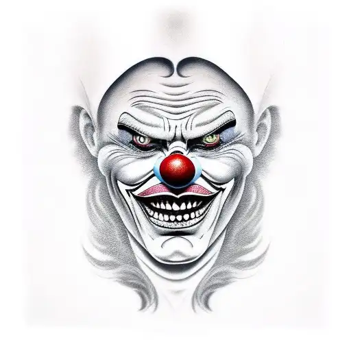 evil clown tattoo design idea