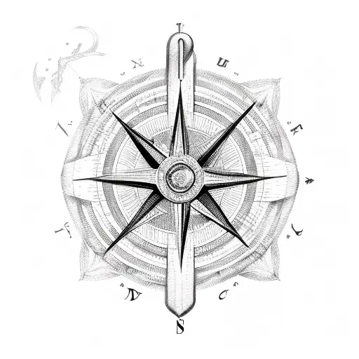 caduceus, compass tattoo design idea