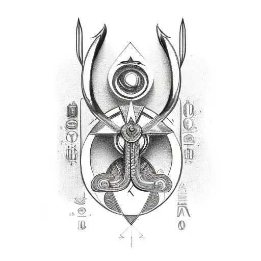 caduceus, compass, anubis tattoo design idea