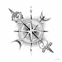 caduceus, compass tattoo design idea
