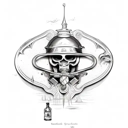 bottle of rum tattoo design idea