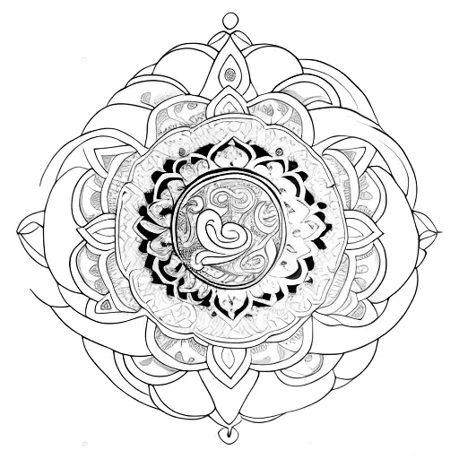 sitar with aum in the middle tattoo design idea