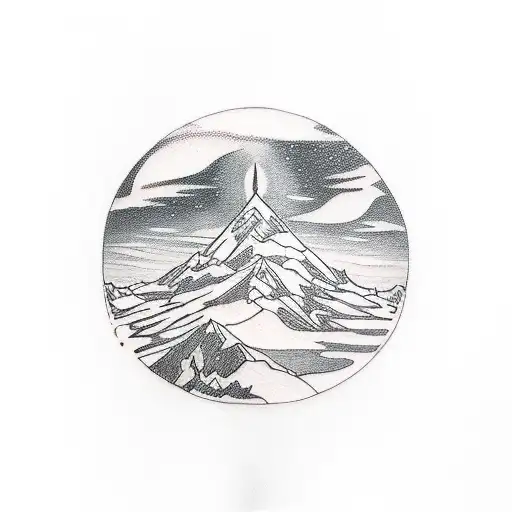 create a sketch that combines the 'Stairway to Heaven', the mountain lake road, and a snowboarder tattoo design idea