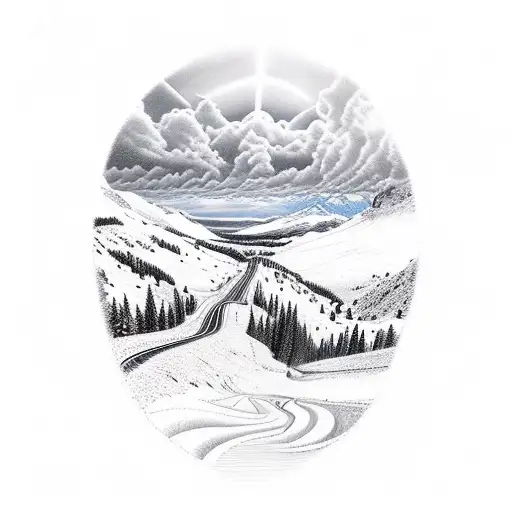 They can create a sketch that combines the 'Stairway to Heaven', the mountain lake road, and the ski slope scene in a wa tattoo design idea