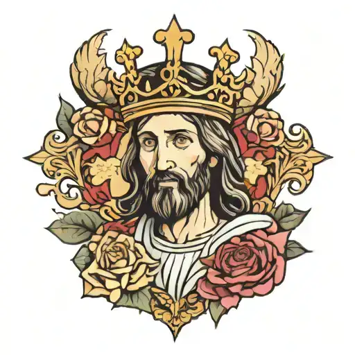 Jesus looking at me with crown tattoo design idea
