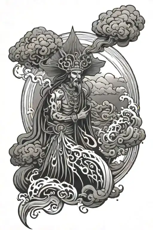 aggayu the orisha of the volcano flowing lava tattoo design idea