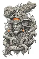 aggayu the orisha of the volcano flowing lava tattoo design idea