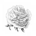 several carnations in a rectangle with black background tattoo design idea