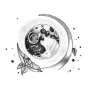 Moon and puppy tattoo design idea