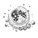 Moon and puppy tattoo design idea