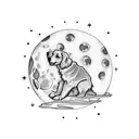 Moon and puppy tattoo design idea