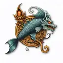 dagon tale off with the tail that makes a bracelet tattoo design idea