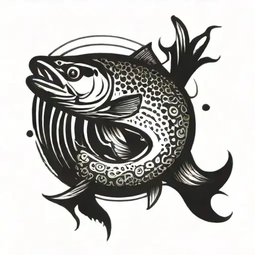 trout leaping tattoo design idea