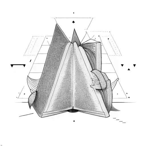 A stack of books with a triangle symbolizing knowledge tattoo design idea