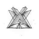 A stack of books with a triangle symbolizing knowledge tattoo design idea