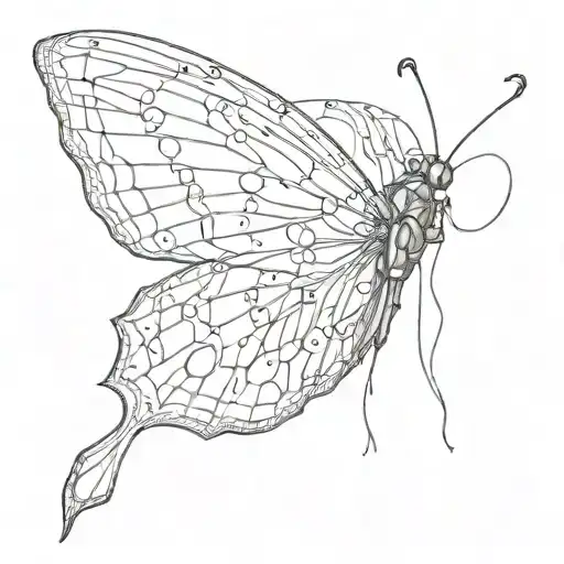 butterfly wings with one barbed wire wing attached tattoo design idea