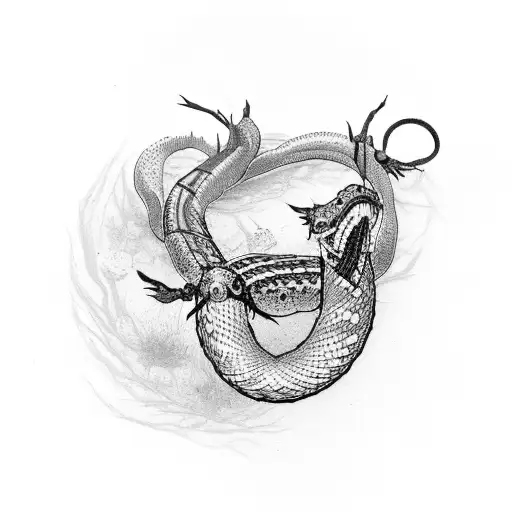 Hognose snake around a willow tree tattoo design idea