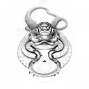 Hognose snake around a willow tree tattoo design idea