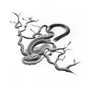 Hognose snake around a willow tree tattoo design idea
