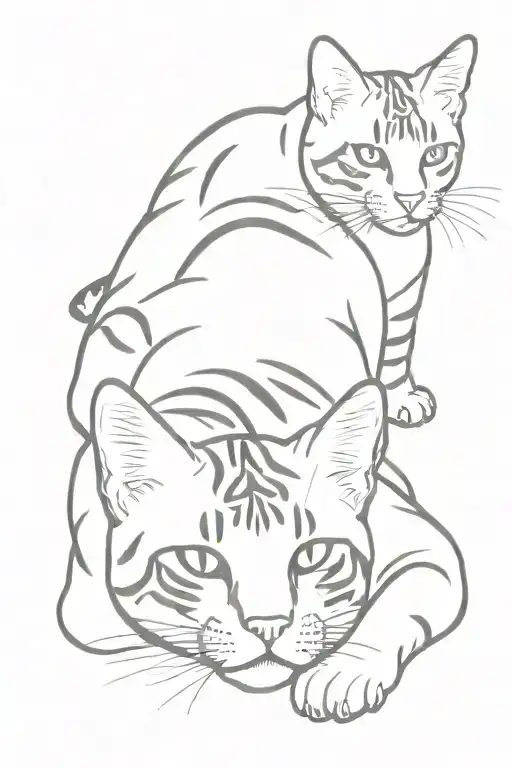 bengal cat stretched out laying down  tattoo design idea