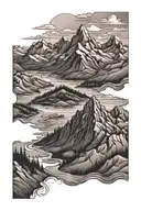 alaska mountain range with matanuska river tattoo design idea