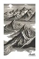 alaska mountain range with matanuska river tattoo design idea