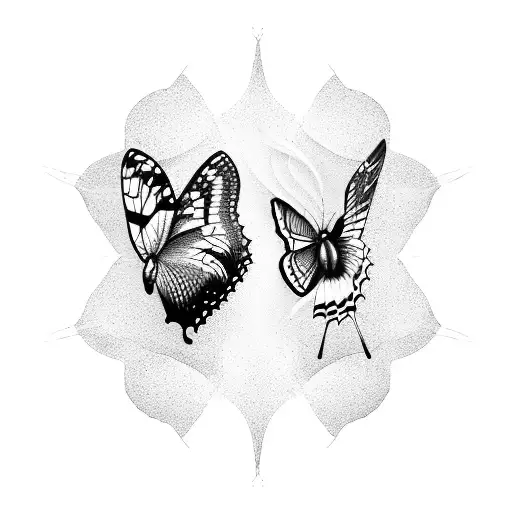 two butterflies with oil spill tattoo design idea