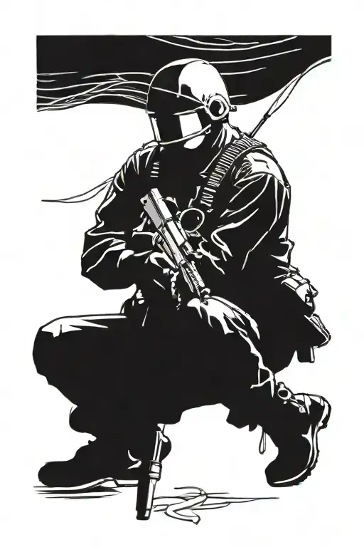 fallen soldier kneeling tattoo design idea