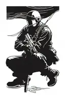 fallen soldier kneeling tattoo design idea