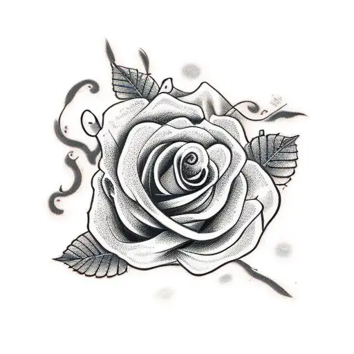 3 Roses with 2 dogs and dragonfly with vines tattoo tattoo design idea