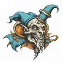 Jester scepter with a rats head on top  tattoo design idea