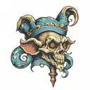Jester scepter with a rats head on top  tattoo design idea