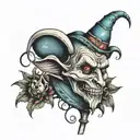 Jester scepter with a rats head on top  tattoo design idea