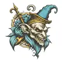 Jester scepter with a rats head on top  tattoo design idea