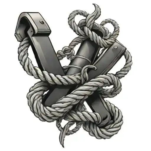 baot propeler, ancer, rope intertwined tattoo design idea