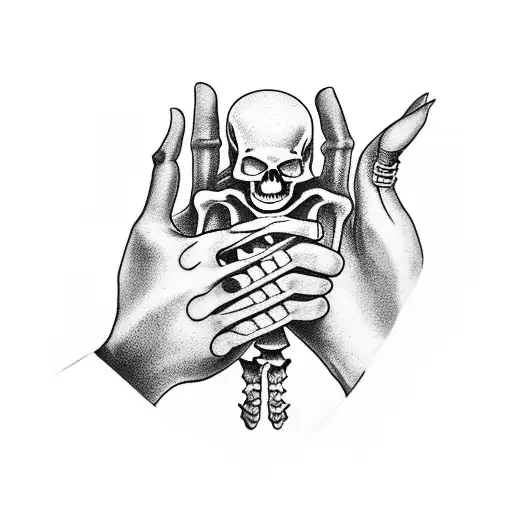 skeleton hand "good luck" tattoo design idea
