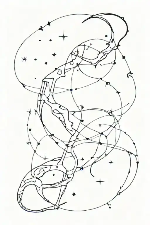 introvert and Capricorn constellation intertwined with Outer space  tattoo design idea
