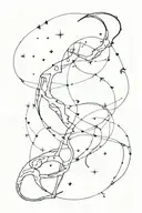 introvert and Capricorn constellation intertwined with Outer space  tattoo design idea