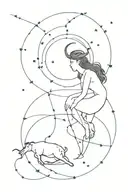 introvert and Capricorn constellation intertwined with Outer space  tattoo design idea