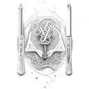 spud wrench with a scroll in the middle saying “11/28/84” under it says “dywaine symes” tattoo design idea