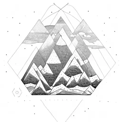 triangles mountain cabin snowboard tattoo design idea