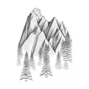 mountains with snow and Ski lift and a snowboard tattoo design idea